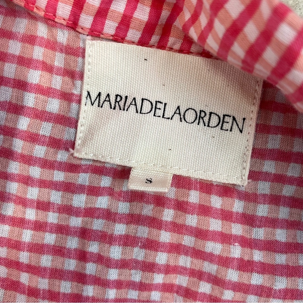 Maria De La Orden Pink Check 100% Cotton Long Sleeve Button Pajama Top Sz. S - Picture 5 of 8